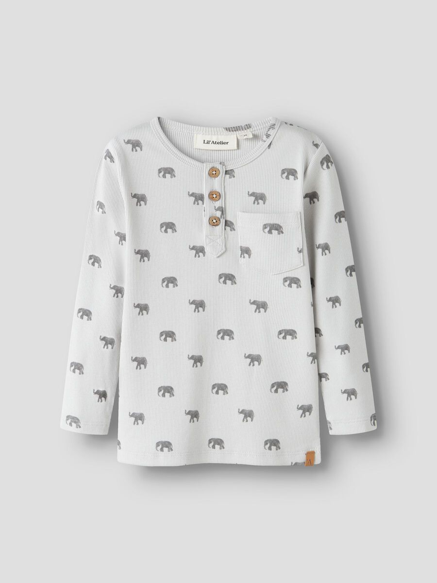 Product carousel image 2 PRINT TOP MET LANGE MOUWEN, Glacier Gray