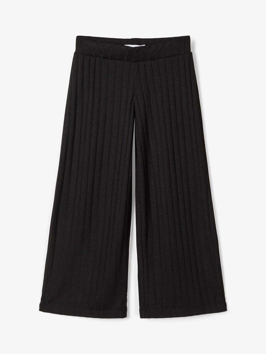 Name it RIB WIDE-LEG TROUSERS, Black, highres - 13191219_Black_003.jpg