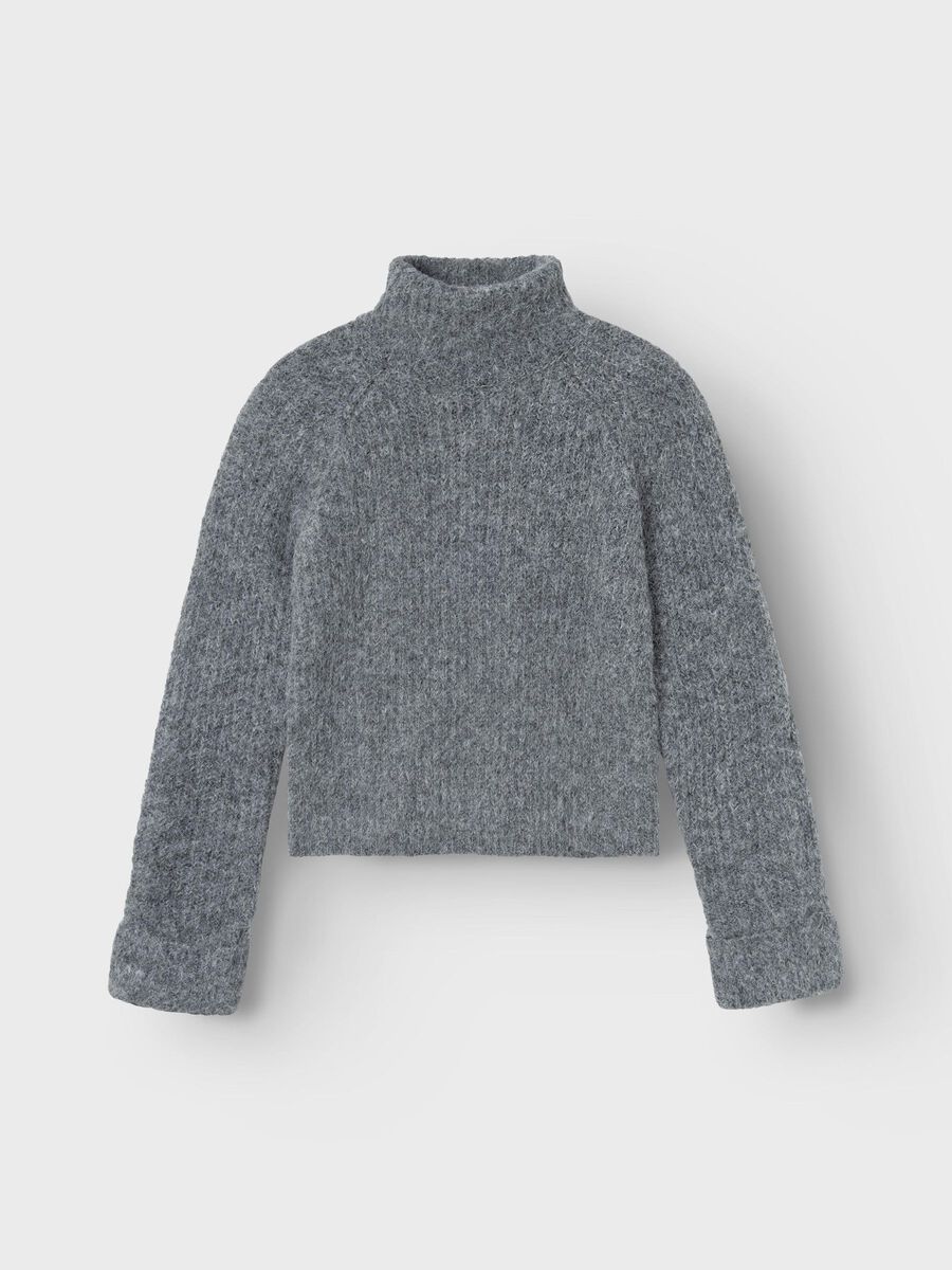 name it LONG SLEEVED KNITTED PULLOVER, Dark Grey Melange, highres - 13234615_DarkGreyMelange_003.jpg