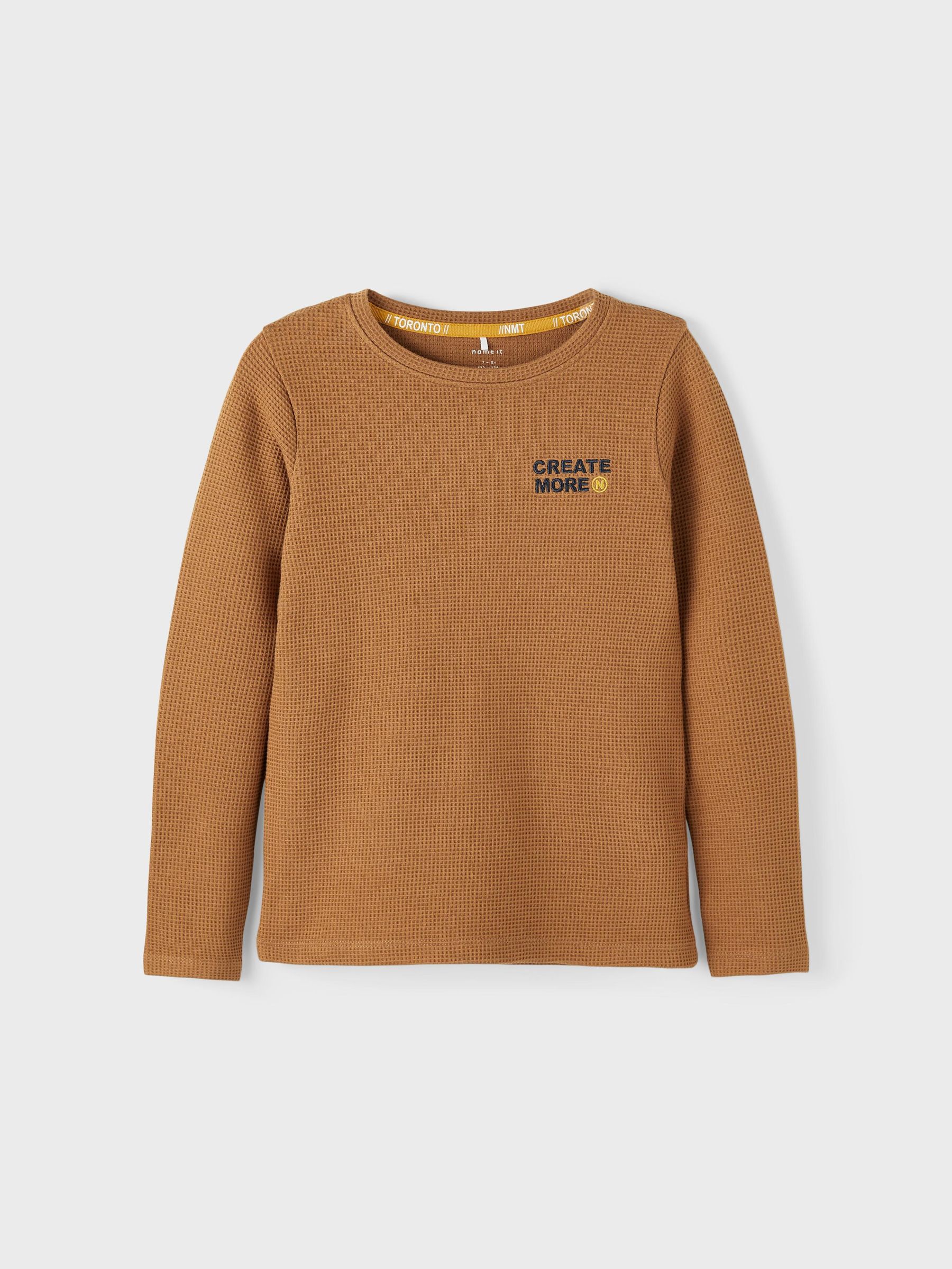 WAFFLE TEXTURE LONG-SLEEVED T-SHIRT 