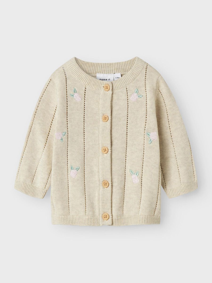 name it ØKOLOGISK BOMULD STRIKKET CARDIGAN, Peyote Melange, highres - 13242239_PeyoteMelange_003.jpg