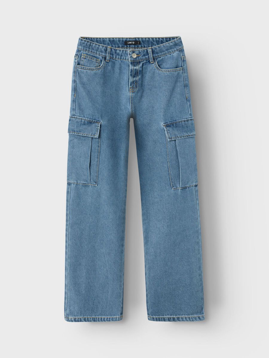 name it WIDE LEG CARGO JEANS, Medium Blue Denim, highres - 13225794_MediumBlueDenim_003.jpg