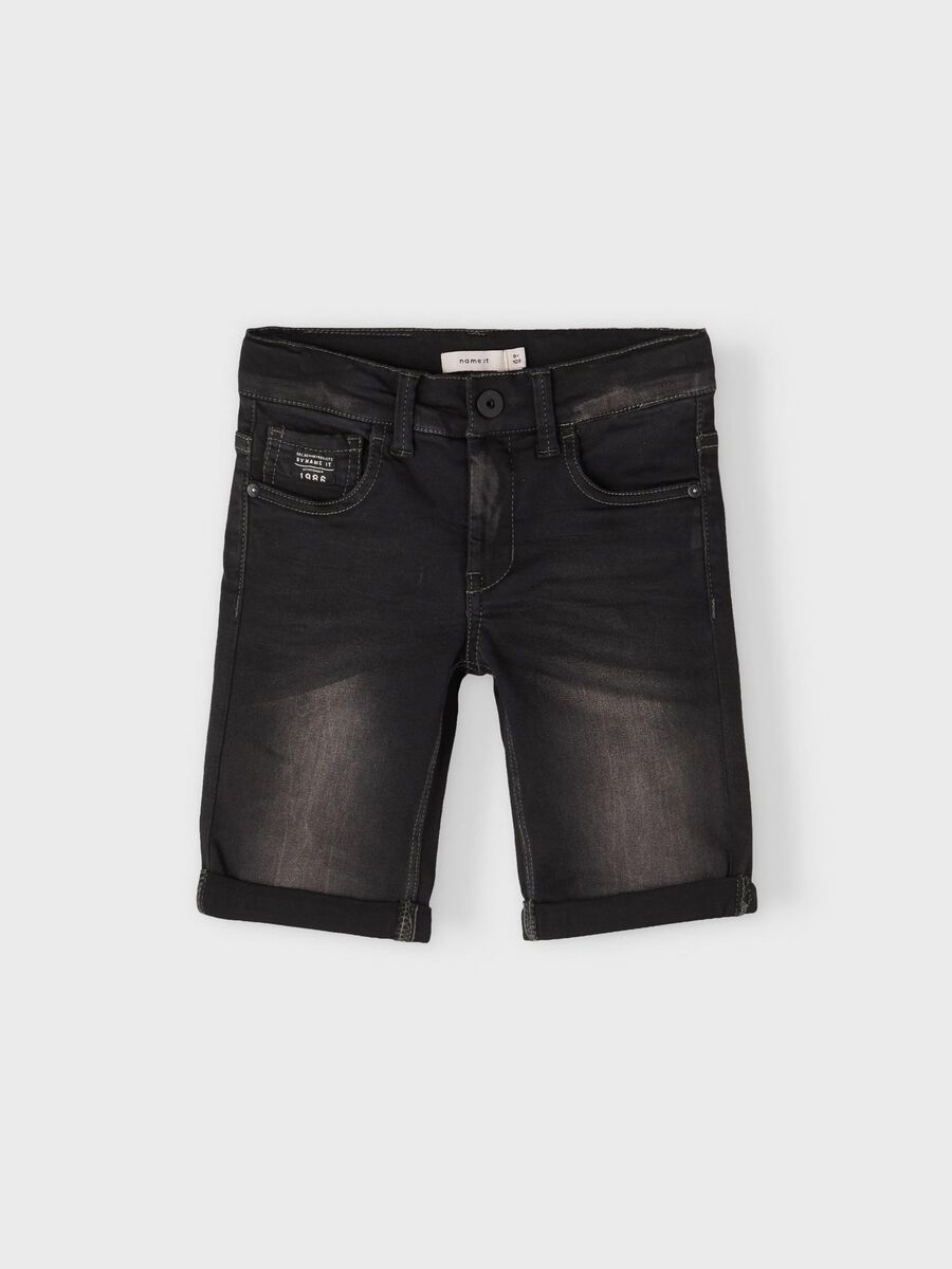 Carousel image 1 SLIM FIT DENIM SHORTS, Black Denim