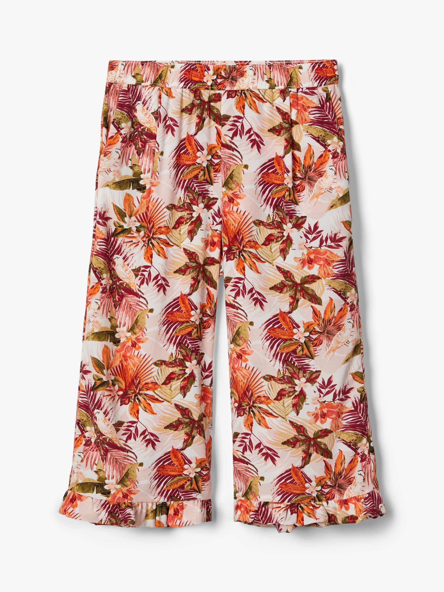 FLORAL PRINT CULOTTE TROUSERS (Pink 