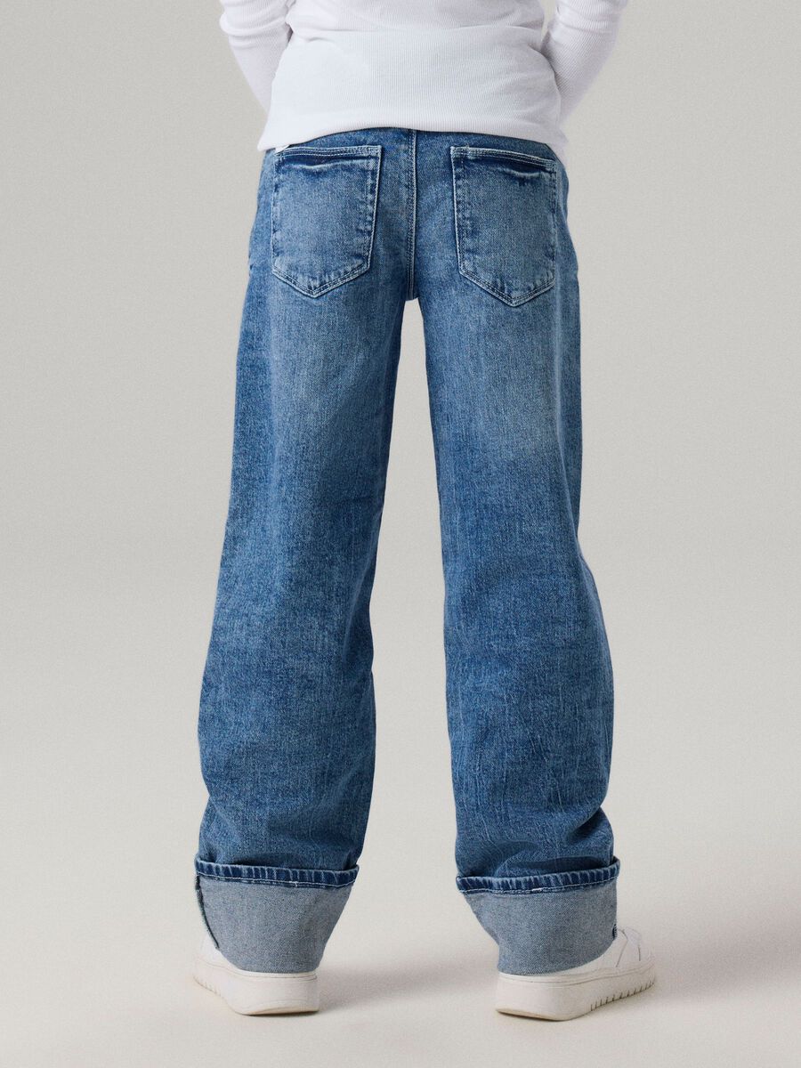 Carousel image - STRAIGHT FIT FOLD-UP JEANS, Medium Blue Denim | 7