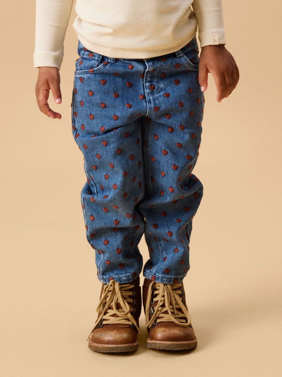 Product carousel image 1 EMBROIDERED  LOOSE FIT JEANS, Dark Blue Denim
