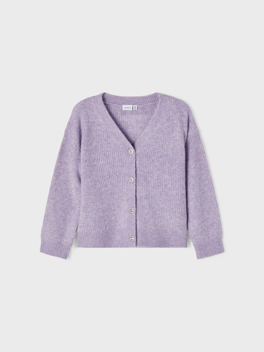 Name it LANGERMET STRIKKET CARDIGAN, Purple Heather, highres - 13202544_PurpleHeather_003.jpg