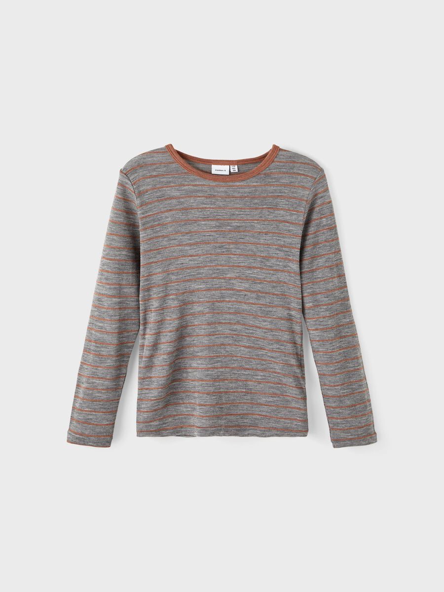 Carousel image - MERINO WOOL LONG SLEEVED TOP, Dark Grey Melange | 1