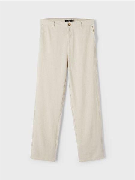 Name it LOOSE FIT LINEN TROUSERS, Oatmeal, highres - 13204544_Oatmeal_003.jpg