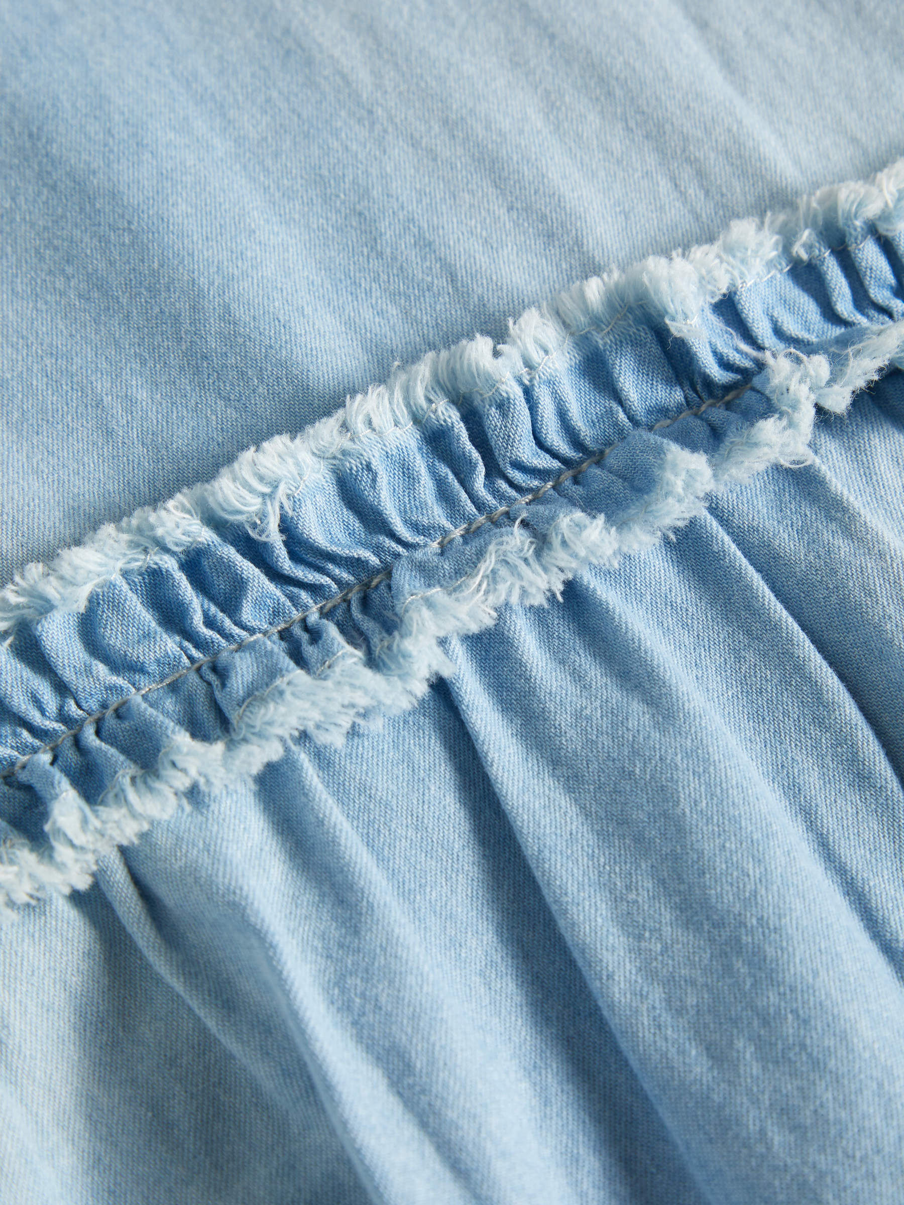 FRAYED HEM DENIM DRESS (Blue) from name 