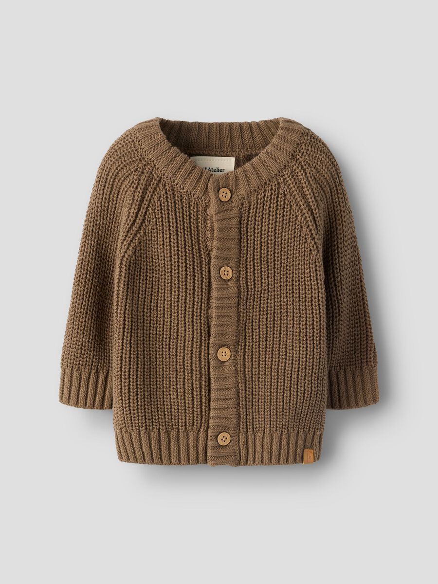 Product carousel image - LONG SLEEVED KNITTED CARDIGAN, Shitake | 1