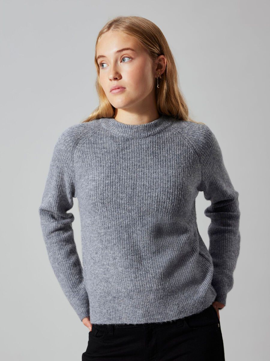 name it LONG SLEEVED KNITTED PULLOVER, Grey Melange, highres - 13245653_GreyMelange_1200490_008.jpg