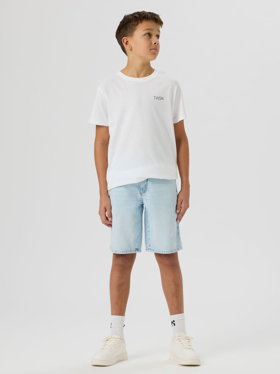Product carousel image 2 REGULAR FIT LONG DENIM SHORTS, Light Blue Bleached Denim