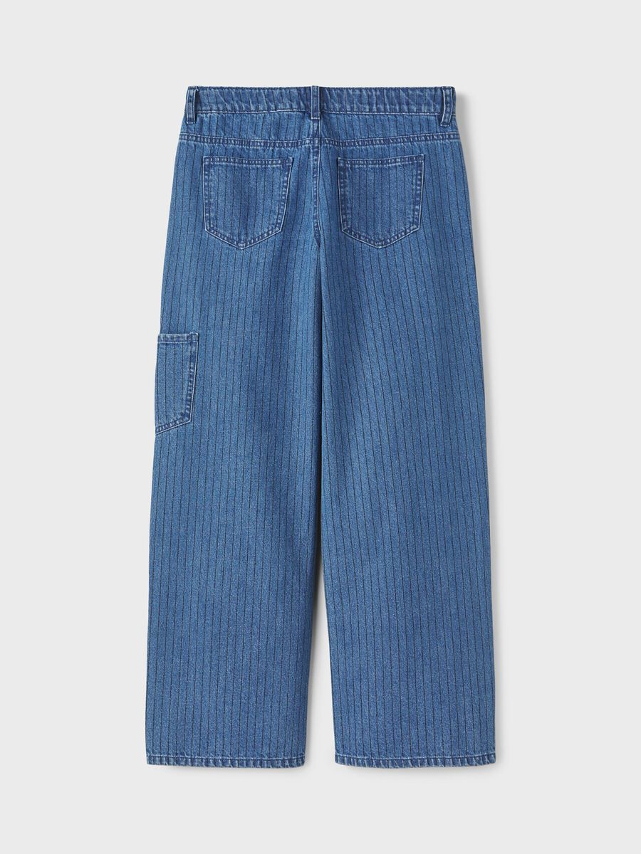 Product carousel image - WIDE LEG CARGO JEANS, Medium Blue Denim | 2