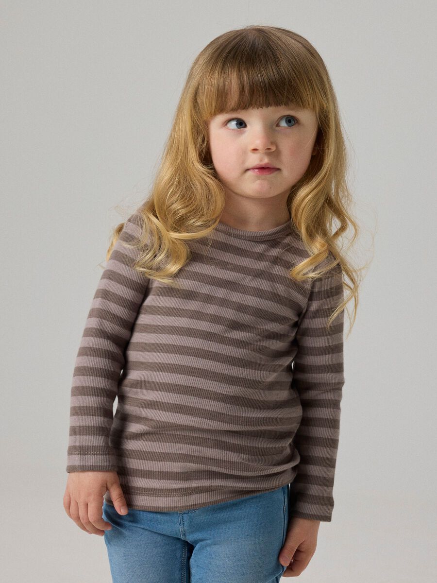 Product carousel image - RIB KNIT LONG SLEEVED TOP, Morel | 1