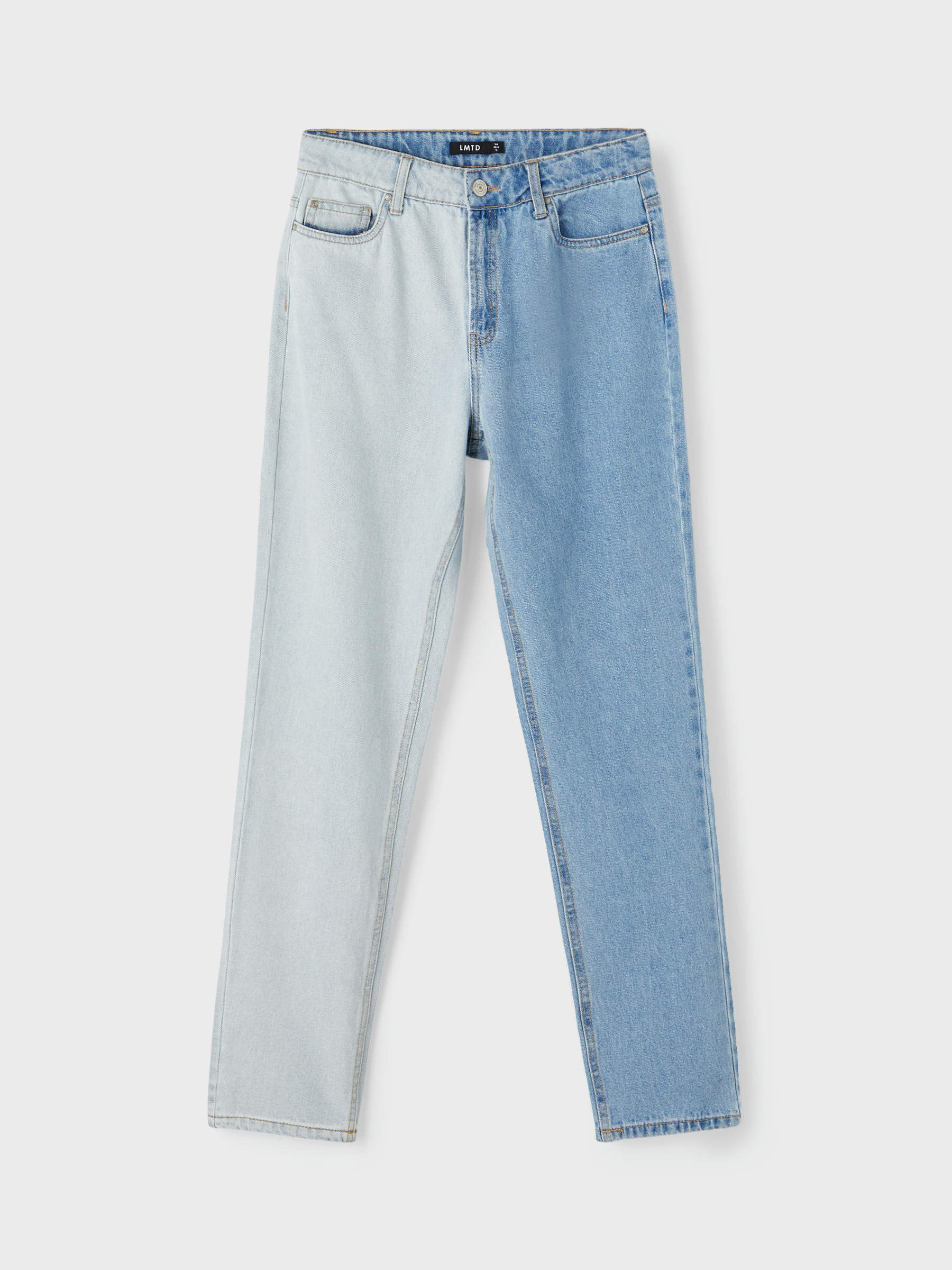 COLOR BLOCK STRAIGHT LEG JEANS (Blue 