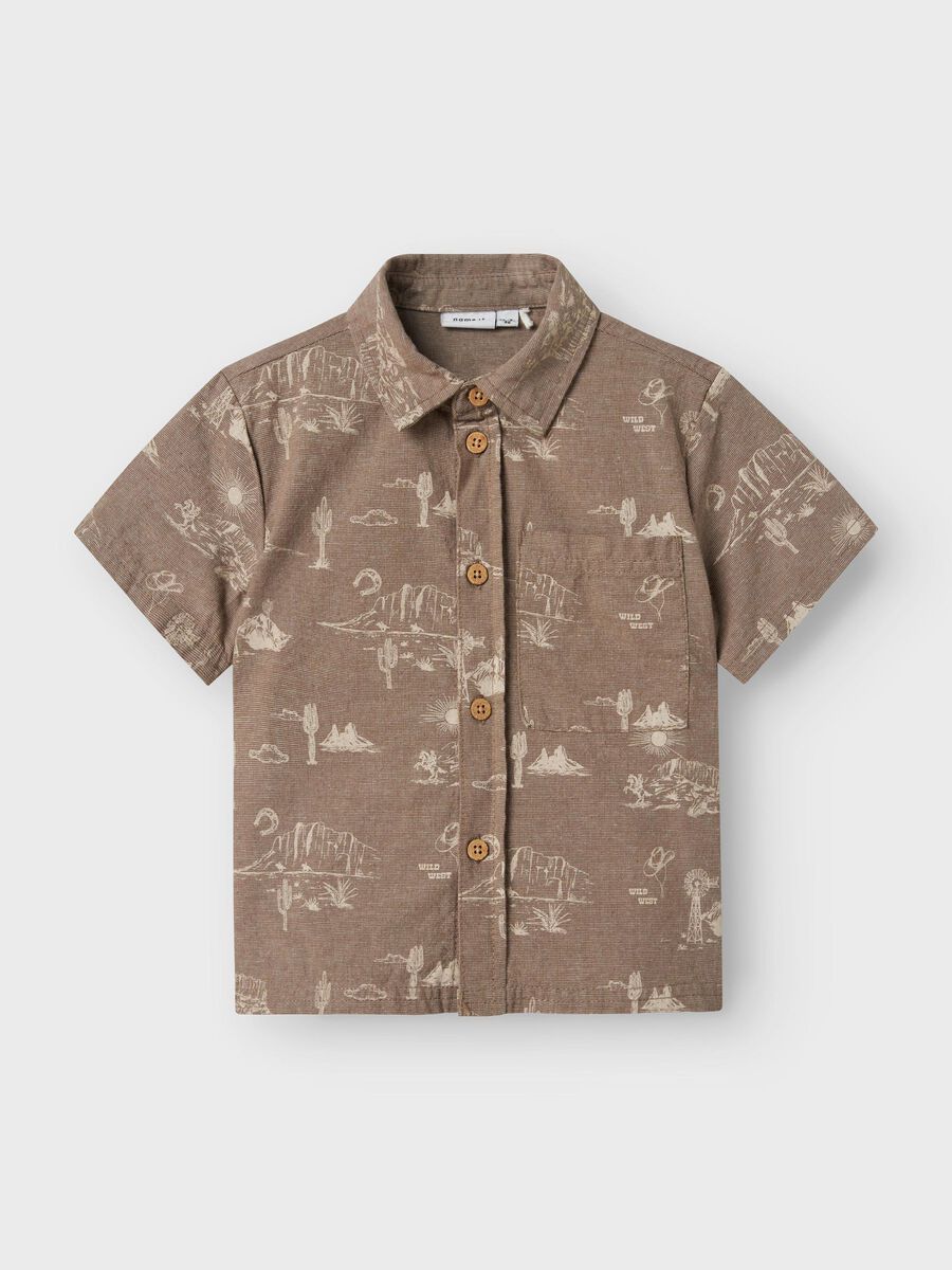 name it ORGANIC COTTON SHIRT, Walnut, highres - 13242318_Walnut_003.jpg