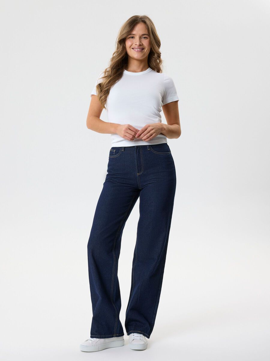 Product carousel image 2 HIGHT WAIST WIDE LEG JEANS, Dark Blue Denim
