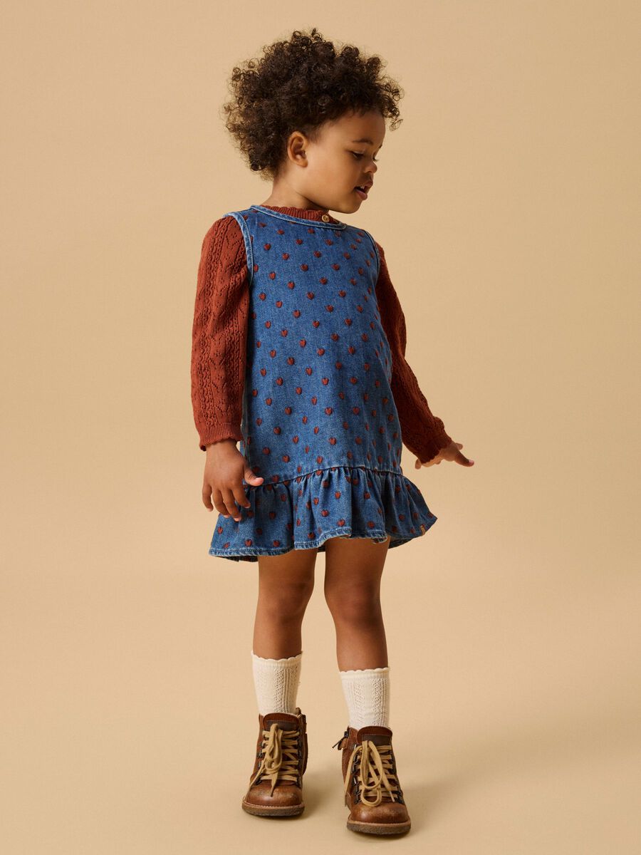 Product carousel image 1 EMBROIDERED DENIM DRESS, Dark Blue Denim