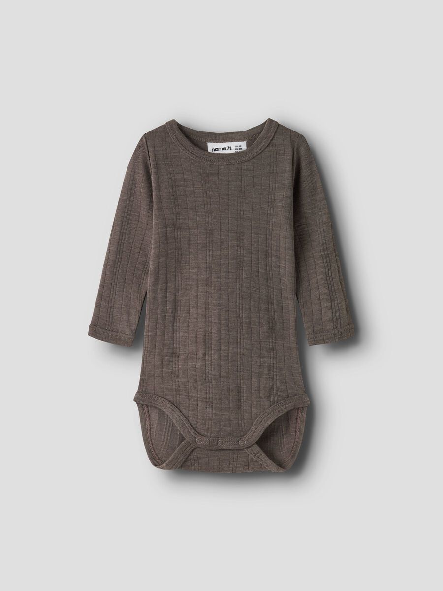 Carousel image 1 MERINO WOOL ROMPER, Morel