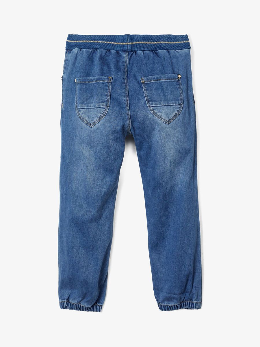 Carousel image - POWER STRETCH BAGGY FIT JEANS, Medium Blue Denim | 5