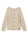 Name it ORGANIC COTTON CABLE KNITTED CARDIGAN, Peyote Melange, highres - 13184302_PeyoteMelange_001.jpg