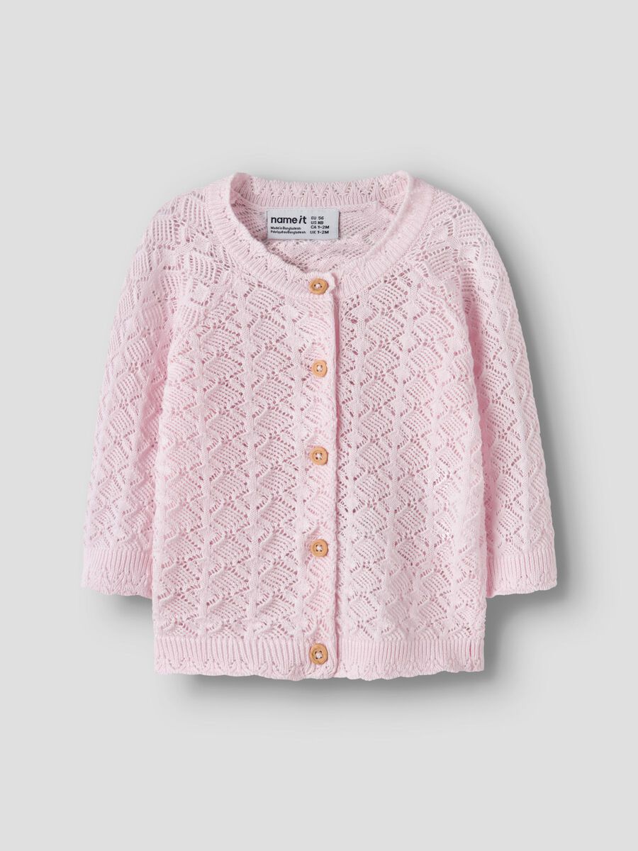 Product carousel image - ORGANIC COTTON CARDIGAN, Cradle Pink | 1
