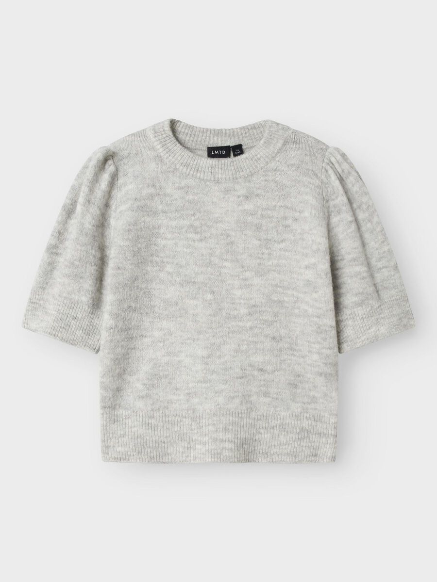 Name it SHORT SLEEVED KNITTED PULLOVER, Light Grey Melange, highres - 13241433_LightGreyMelange_1175739_003.jpg