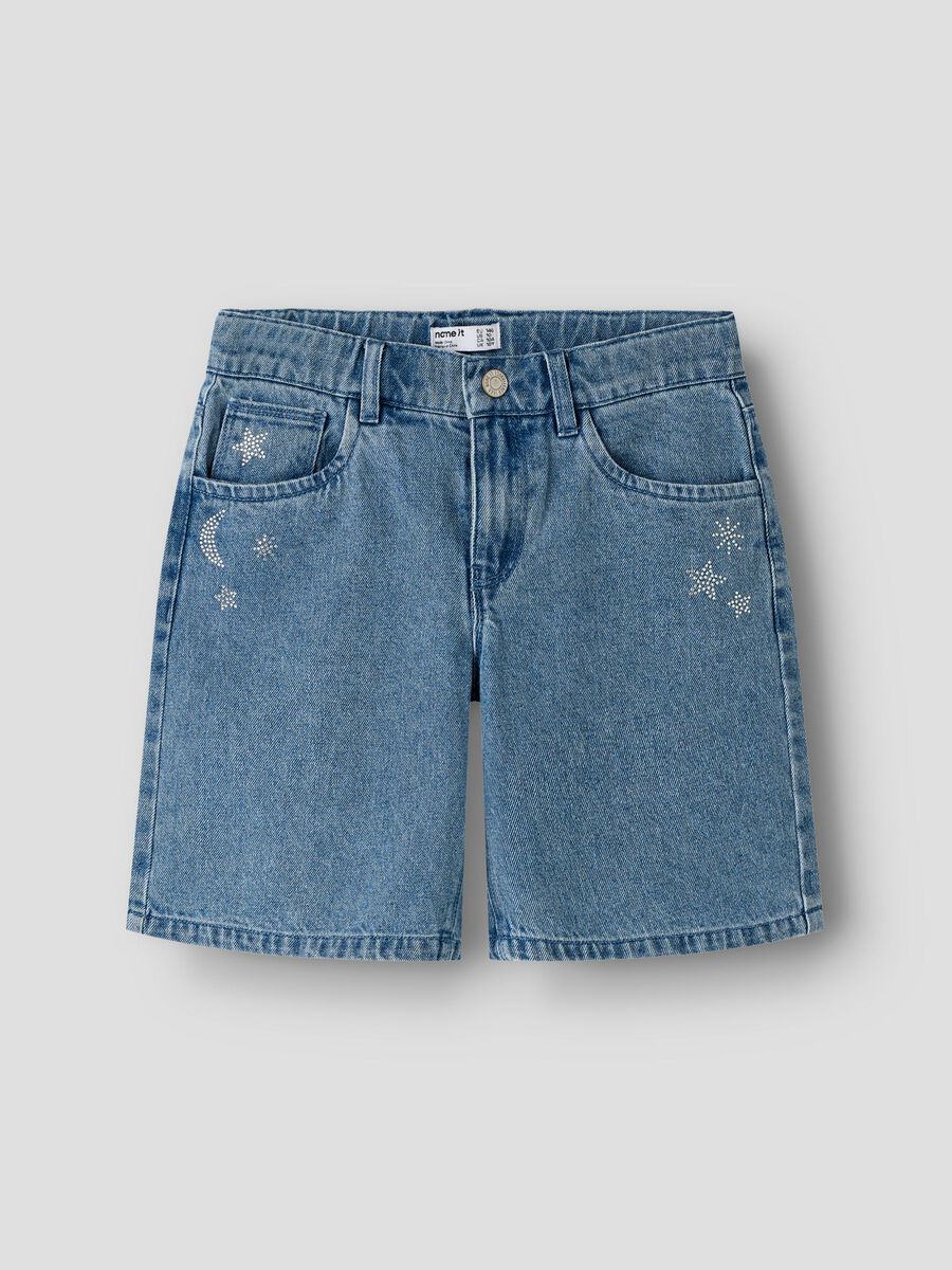 Product carousel image - WIDE LEG DENIM SHORTS, Medium Blue Denim | 2