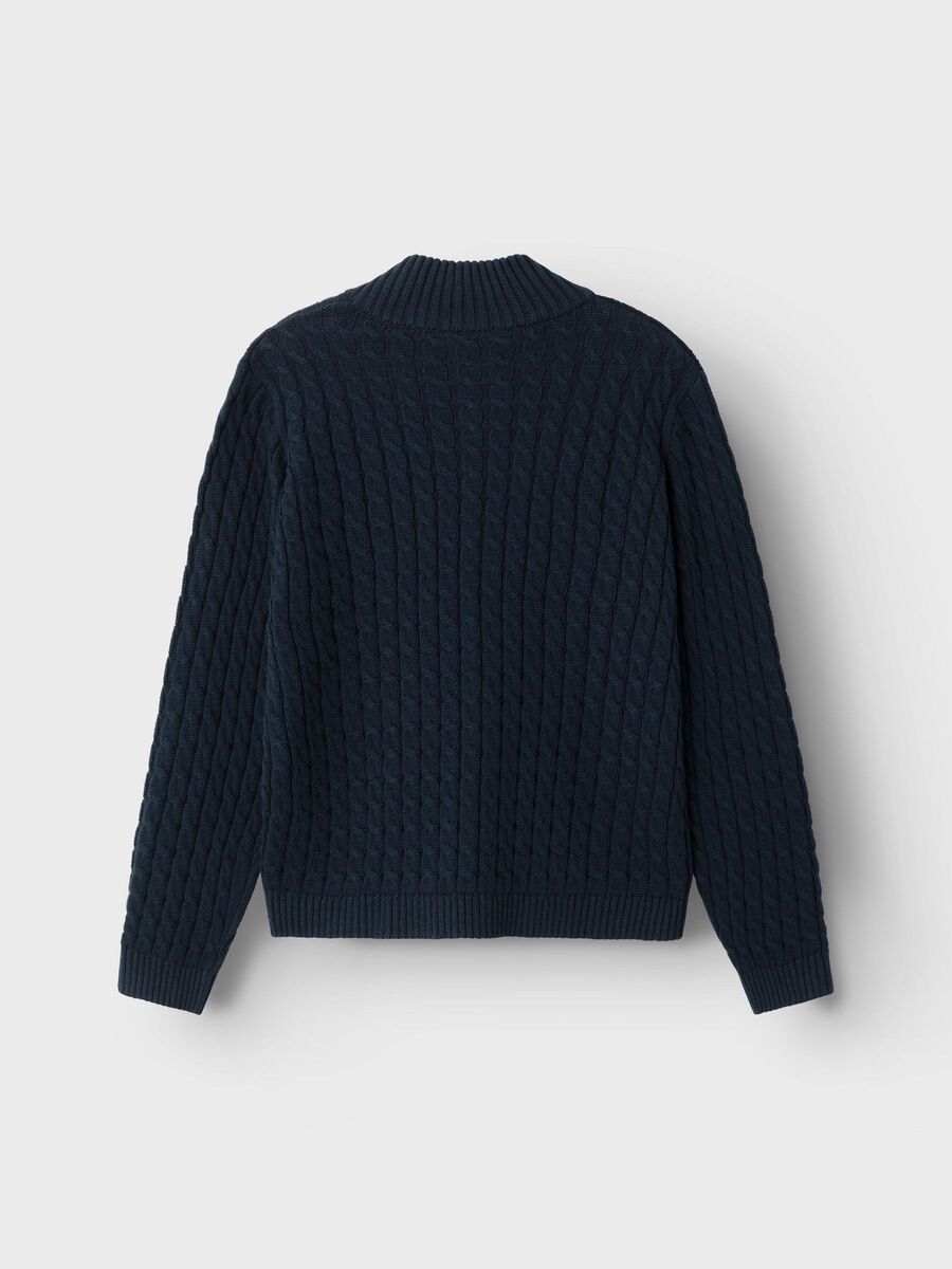 Carousel image - CABLE KNITTED CARDIGAN, Dark Sapphire | 2