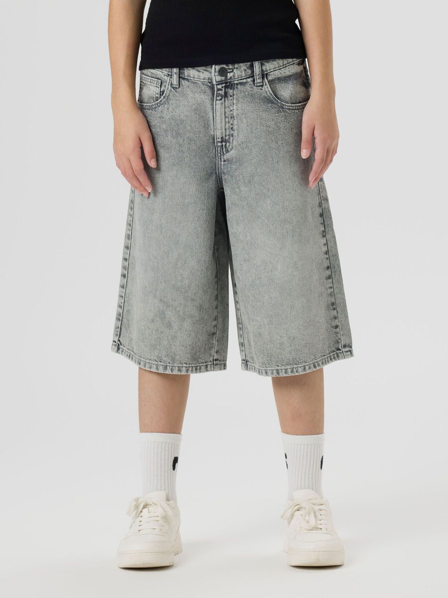Product carousel image 1 BAGGY JORTS DENIM SHORTS, Light Grey Denim