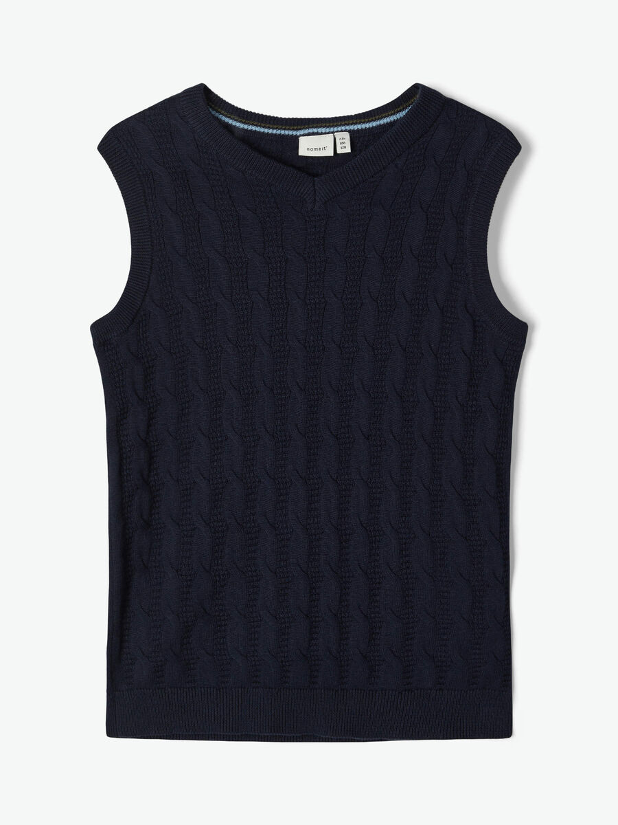 Name it CABLE KNIT SLEEVELESS JUMPER, Dark Sapphire, highres - 13171642_DarkSapphire_003.jpg