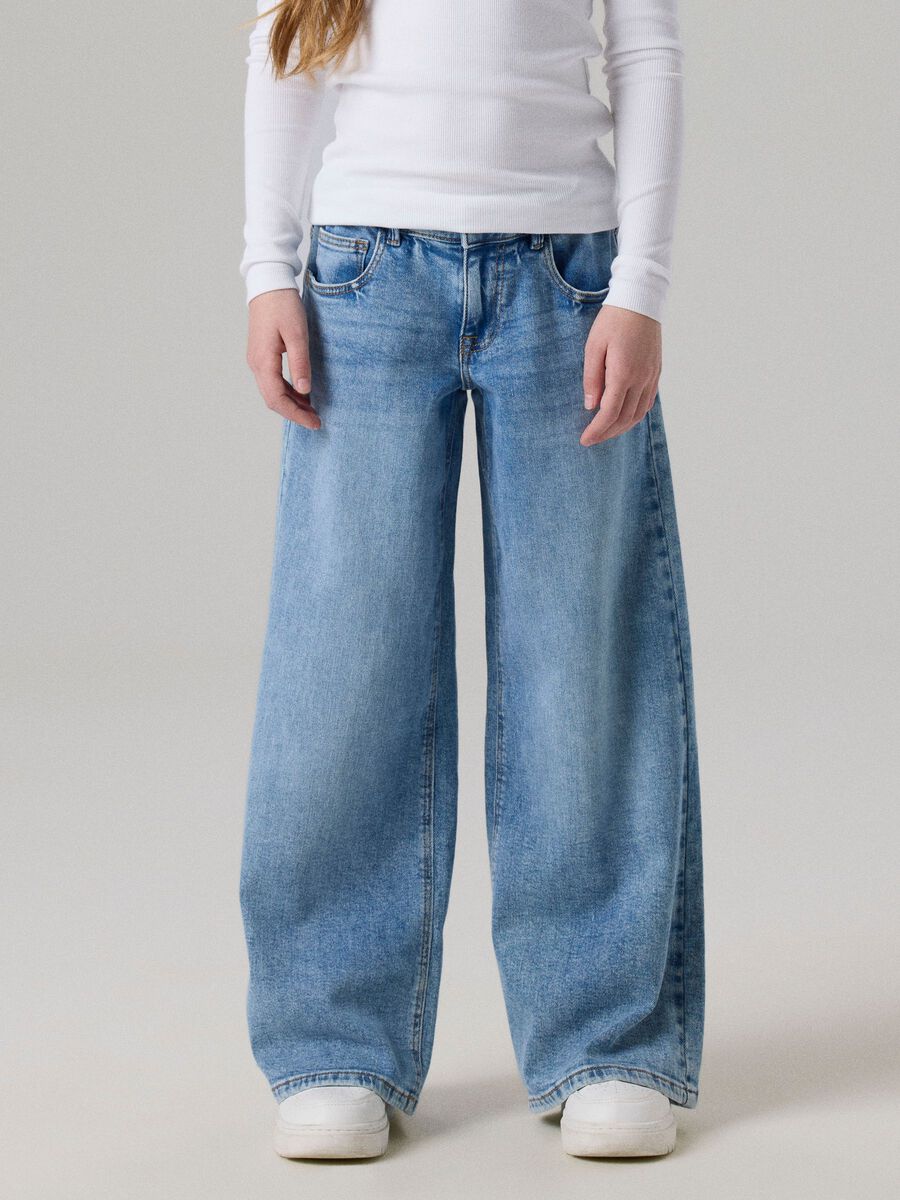 Carousel image 2 EXTRA WIDE LEG JEANS, Medium Blue Denim