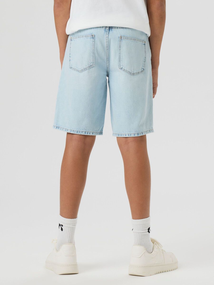 Carousel image 5 REGULAR FIT LONG DENIM SHORTS, Light Blue Bleached Denim