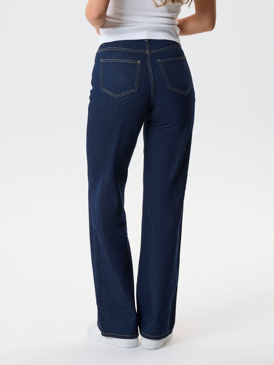 Carousel image 5 HIGHT WAIST WIDE LEG JEANS, Dark Blue Denim