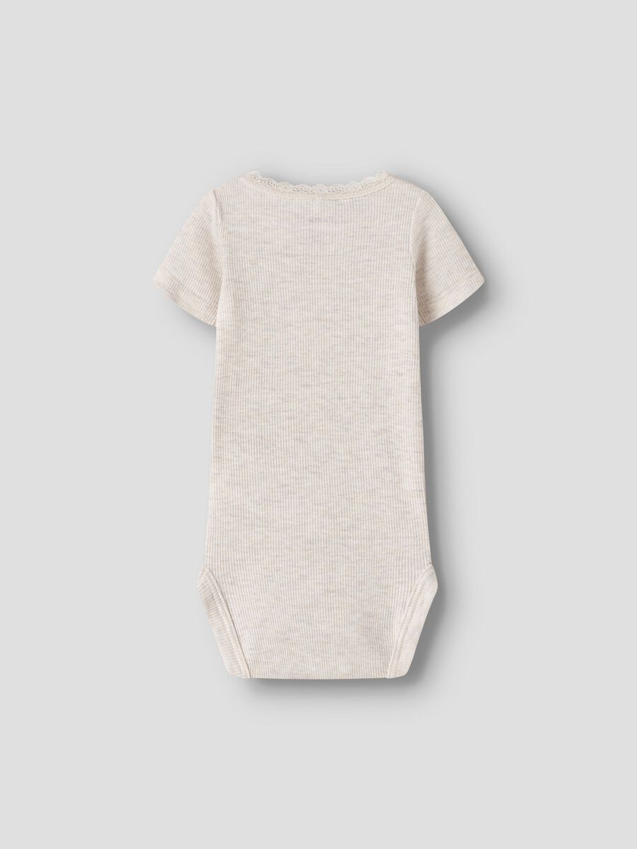 Product carousel image - SHORT SLEEVED ROMPER, Peyote Melange | 2