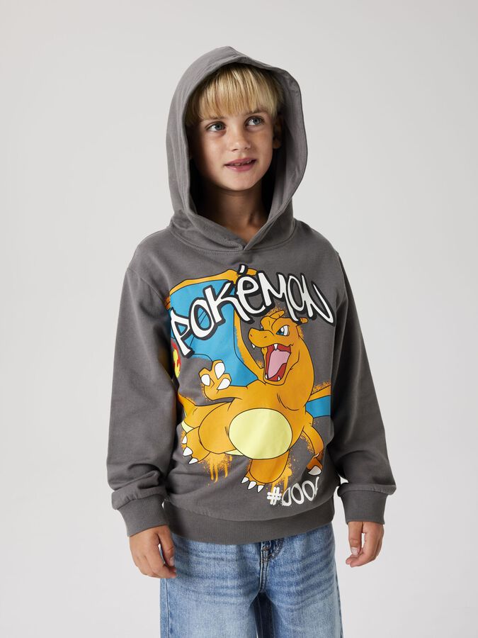Sweat-shirt Pokémon Pikachu Pour Garçon - Capuche, Poche Kangourou, Motif Dynamique Avec Inscription Japonaise
