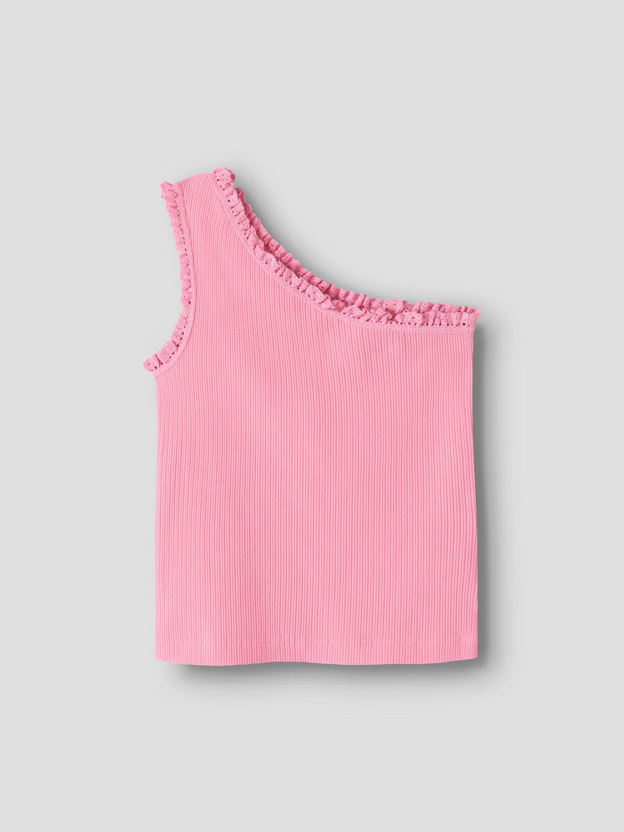 Product carousel image - ORGANIC COTTON ONE SHOULDER TOP, Pink Drink | 1
