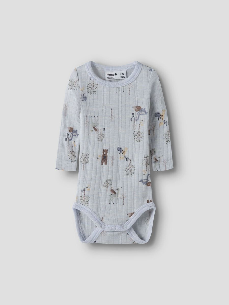 Carousel image 1 MERINO WOOL ROMPER, Arctic Ice