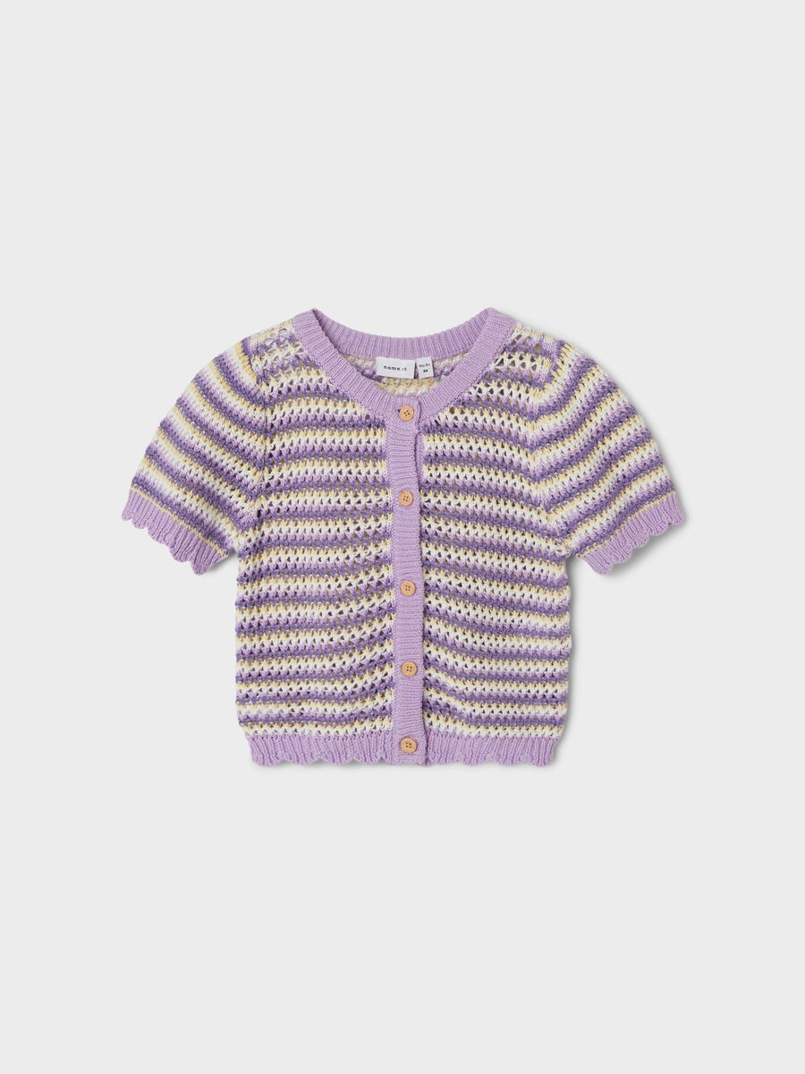 Name it STRIPPED KNITTED CARDIGAN, Orchid Bloom, highres - 13216733_OrchidBloom_003.jpg