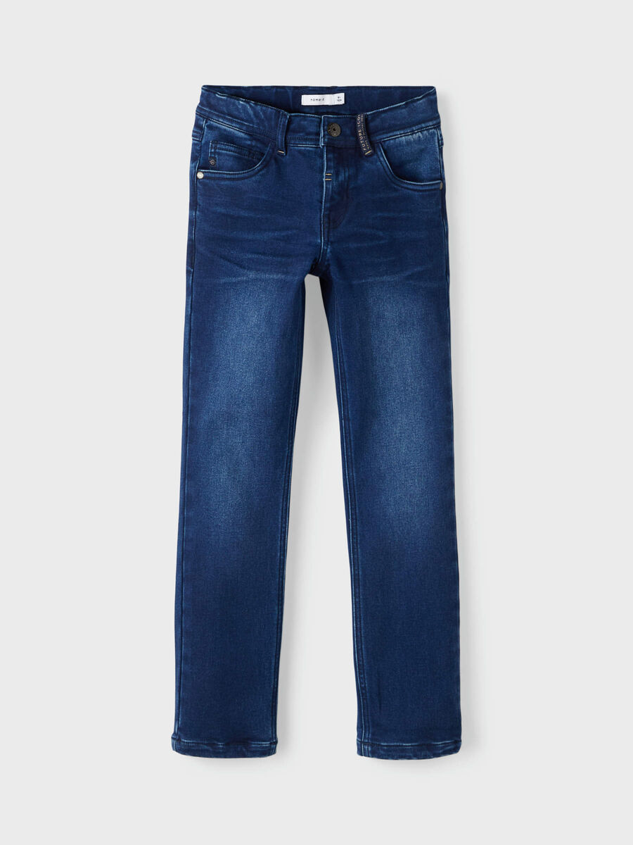 Carousel image - FLEECE REGULAR FIT JEANS, Dark Blue Denim | 1