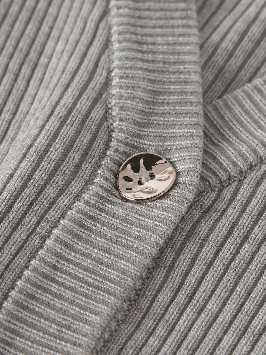 Carousel image - LONG SLEEVED KNITTED CARDIGAN, Light Grey Melange | 5