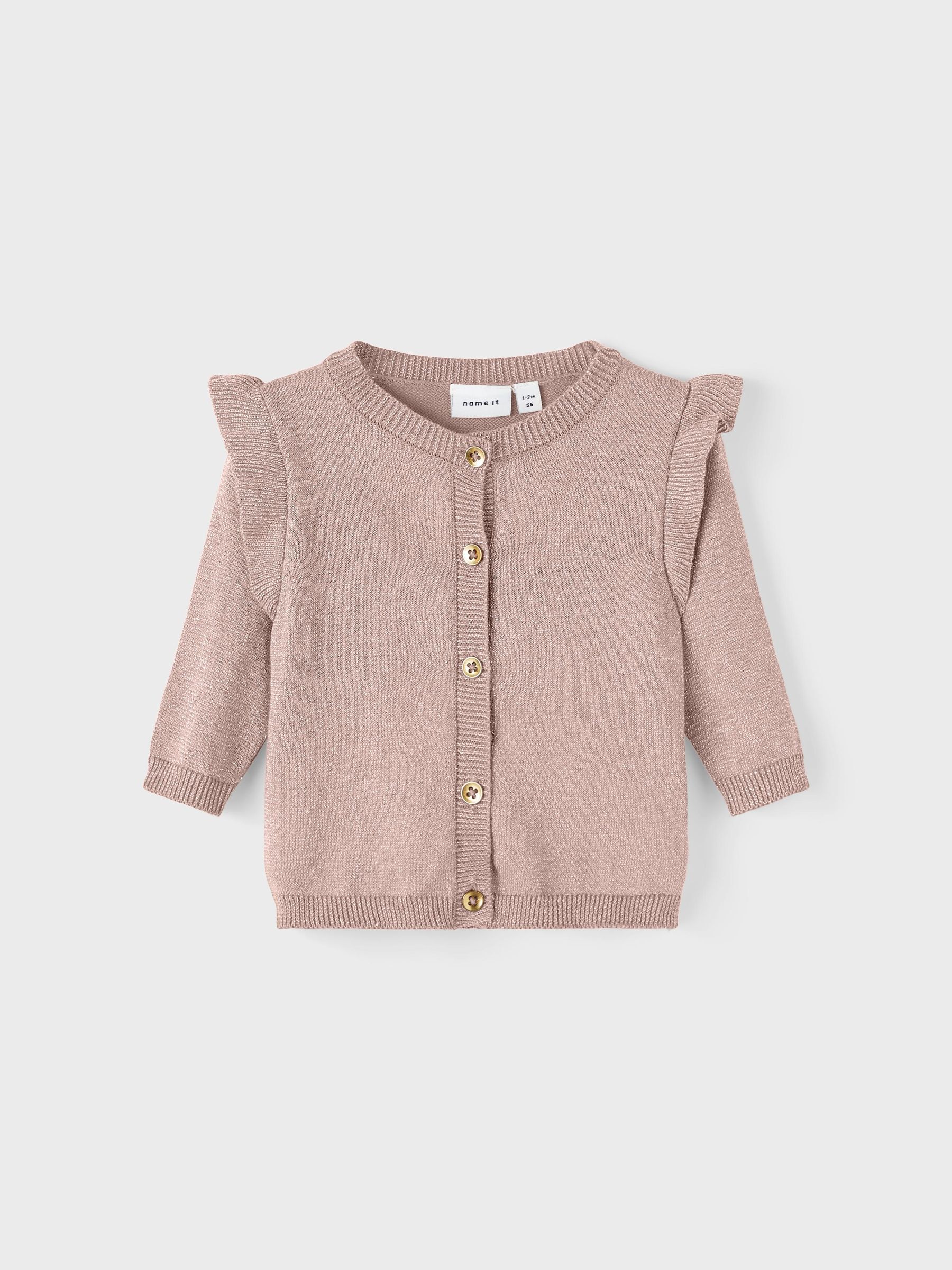 GLITTER STRIKKET CARDIGAN Baby Jenter Rosa NAME IT Norge