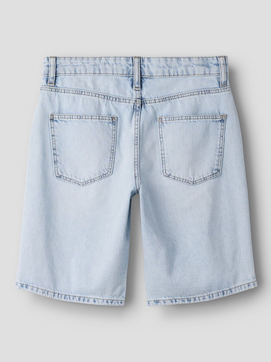 Carousel image 3 REGULAR FIT LONG DENIM SHORTS, Light Blue Bleached Denim