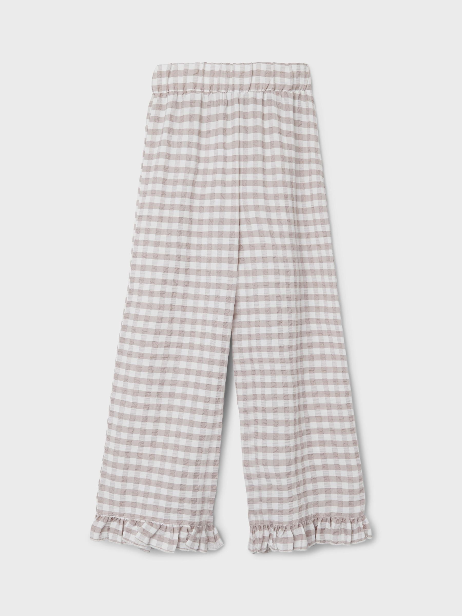 FIA CHECKED WIDE LEG TROUSERS (Pink 