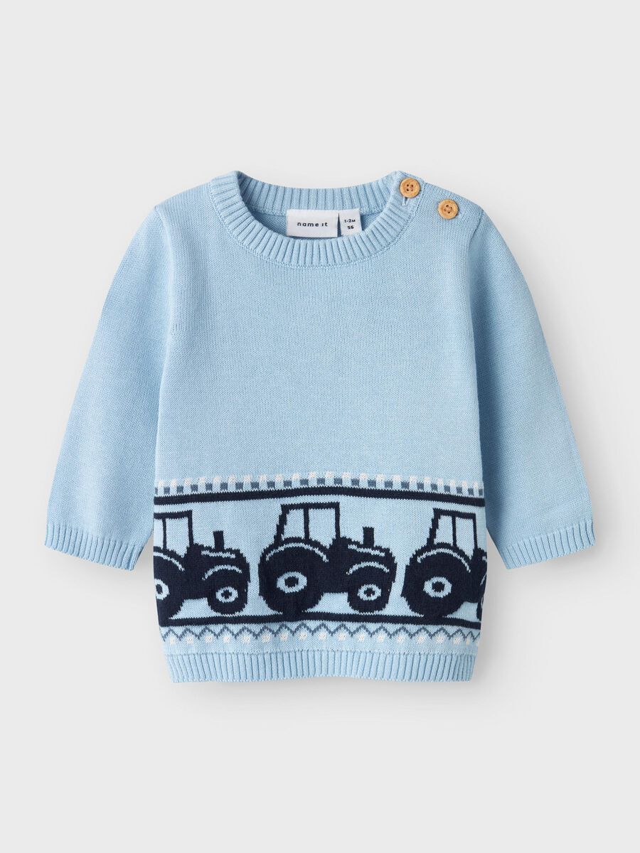 name it ORGANIC COTTON KNITTED PULLOVER, Cerulean, highres - 13237261_Cerulean_003.jpg
