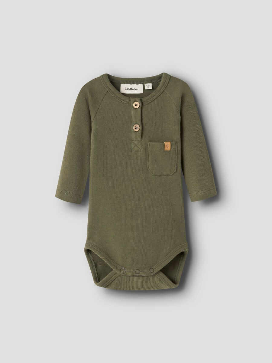 Product carousel image 1 ORGANIC COTTON ROMPER, Winter Moss