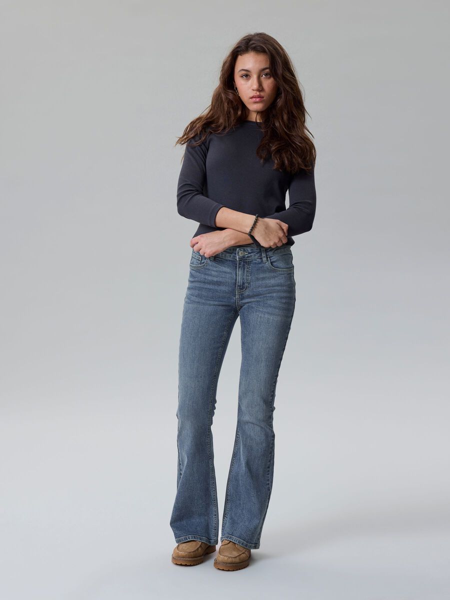 Product carousel image - LOW WAISTED BOOTCUT JEANS, Medium Blue Denim | 2