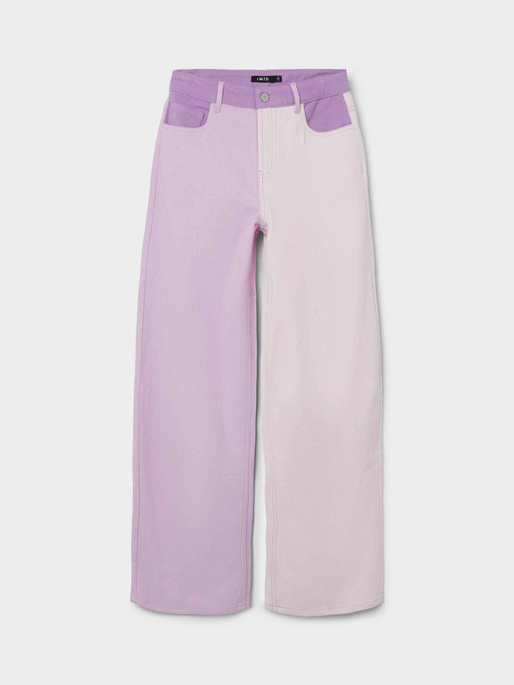 COLOR BLOCK WIDE LEG TROUSERS (Pink 