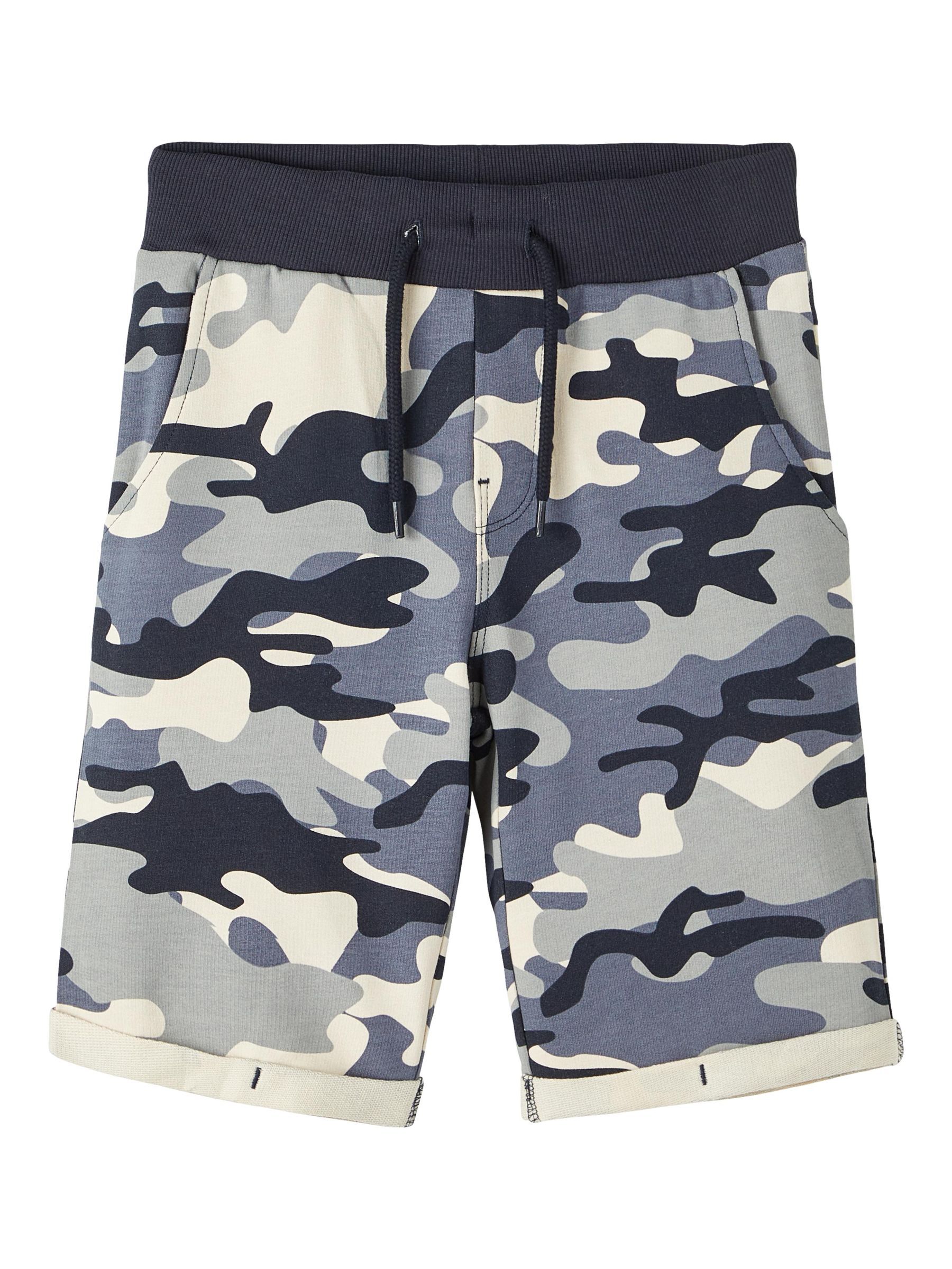 CAMOUFLAGE SWEAT SHORTS (Blue) from 